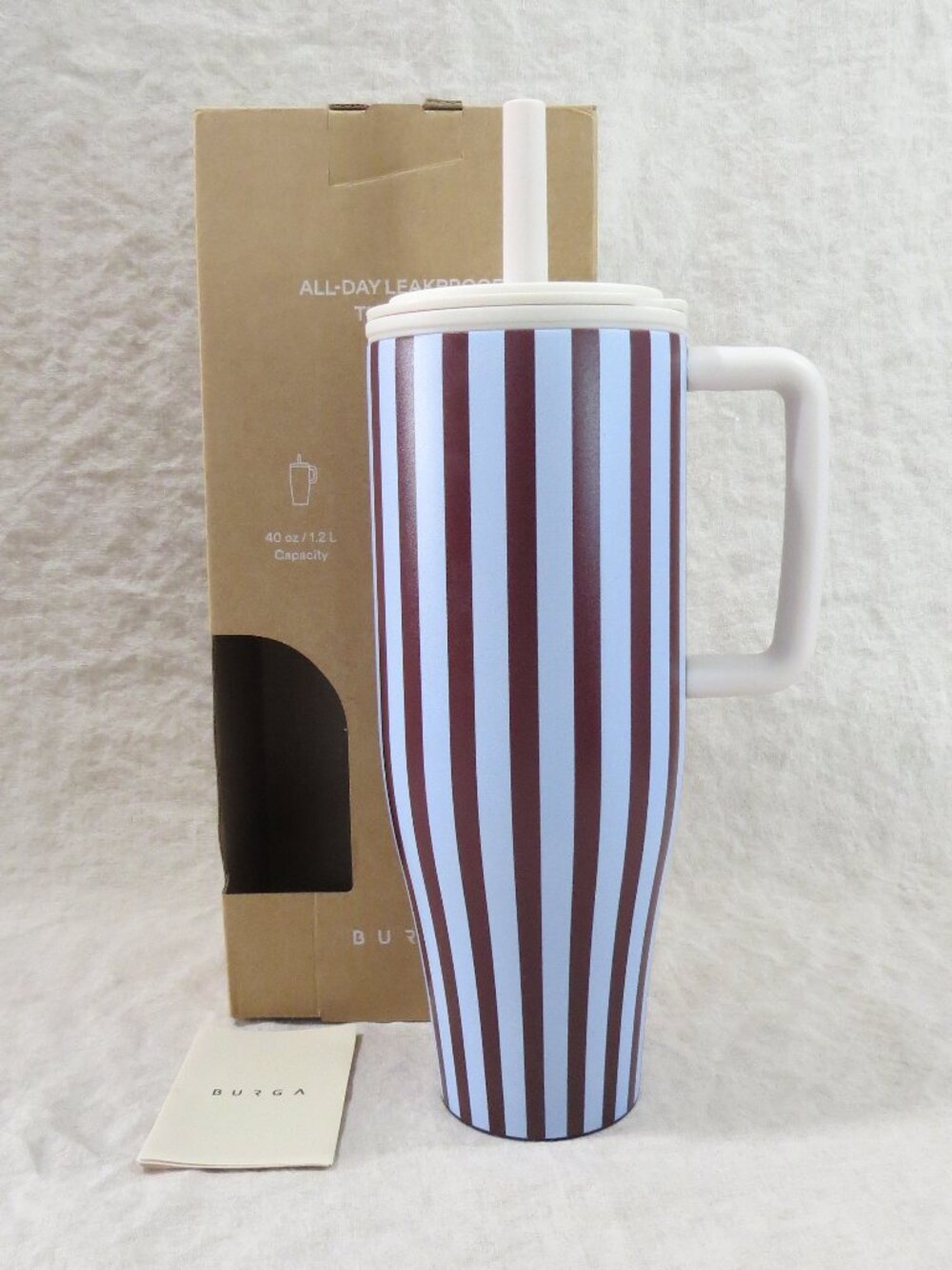 NEW BURGA Offline - All Day Leakproof Tumbler 40oz Striped Brown Blue